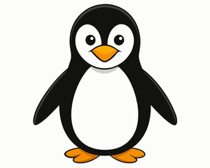 Obraz premium penguin black outline, vector illustration, white background