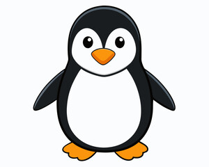 Obraz premium penguin black outline, vector illustration, white background
