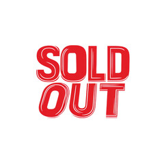 A red graphic design showing the words sold out indicating unavailability.