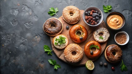 Aromatic Baked Goods Arranged on Rustic Wooden Board with Creamy Dips and Berries