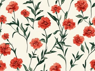 Seamless red carnations,c Pattern
