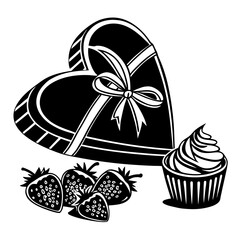 Chocolate Day vector silhouette black design white background