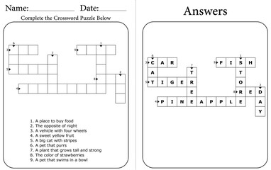 Educational Crossword Worksheet: Fun & Interactive Word Puzzle for Kids