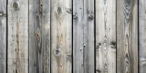 Fototapeta premium Rustic Weathered Grey Wooden Planks Background Texture Showing Natural Wood Grain and Knots