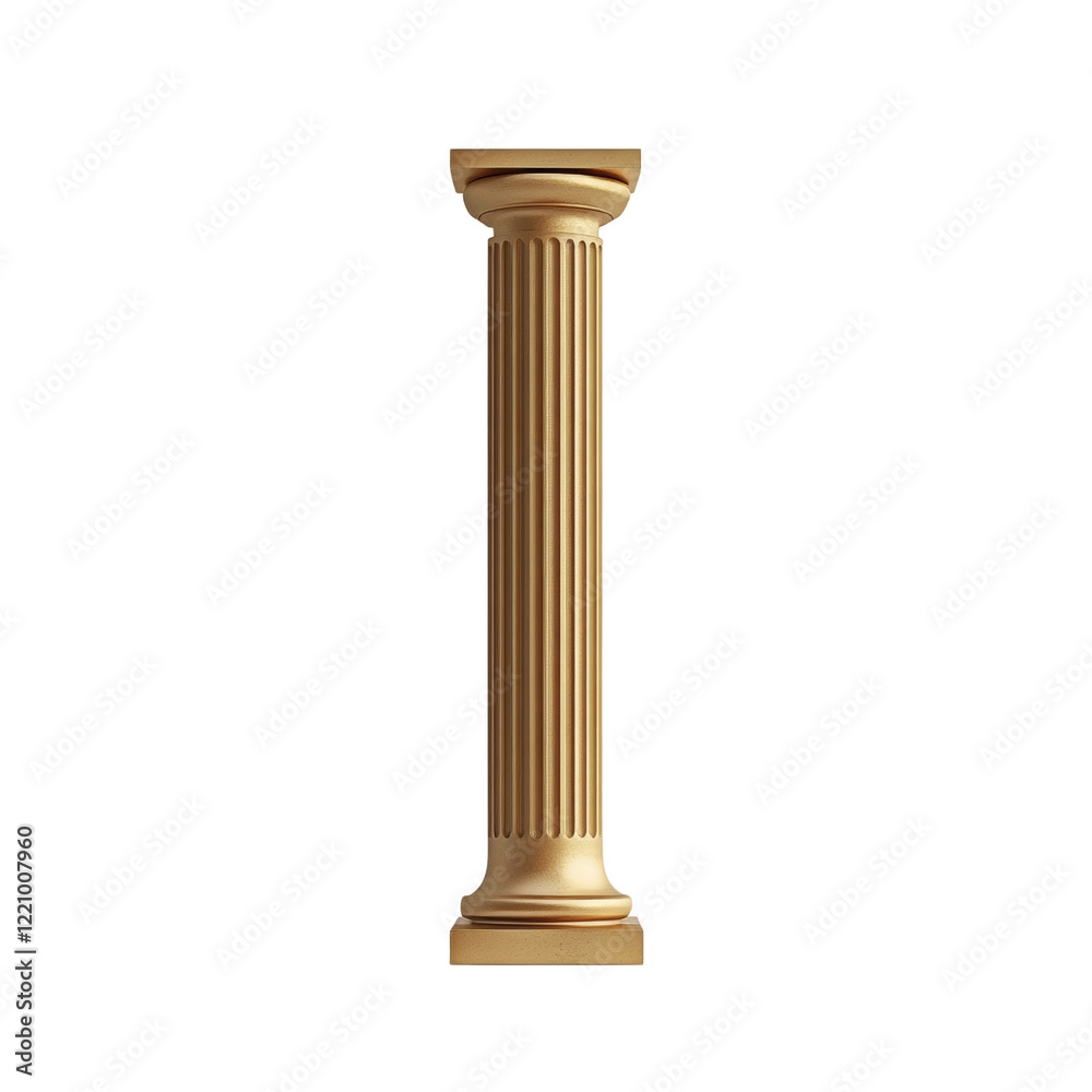 Poster a single golden doric column stands against a black background showcasing its classical architectura
