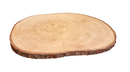 real wood stump platform podium isolated on background with clipping path. minimal empty stage for...