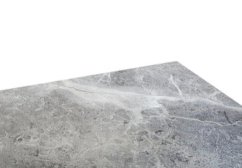 top view of grey stone marble table top showing corner of table isolated on background with...
