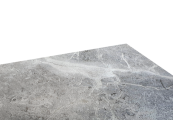 top view of grey stone marble table top showing corner of table isolated on background with clipping path. stone texture table background. marble table surface for product display. empty counter.