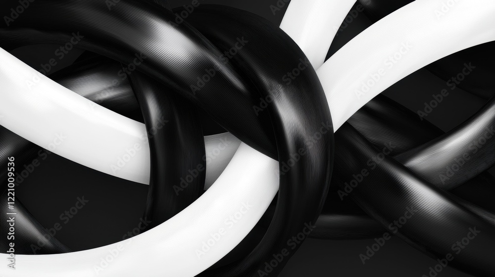 Canvas Prints a black and white image of two circles that are twisted together
