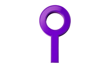 A Purple Female Gender Symbol Representing Unity and Womens Empowerment isolated on transparent background. Isolated on transparent background.