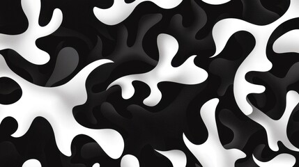 A black and white image of a camouflage pattern with white and black splotches