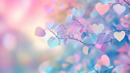 Fototapeta premium Blurred nature background with soft pastel tones and glowing light filtering through leaves