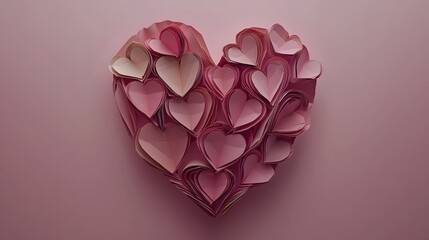 Delicate Paper Hearts Layered in Pastel Pink Tones for Romantic Background