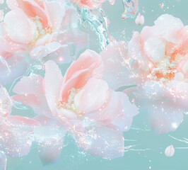 Abstract background with flowers, pink rose wallpaper