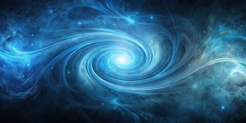 Fototapeta premium Celestial Swirl A mesmerizing cosmic vortex of ethereal energy and radiant light, swirling in a symphony of blue hues against a backdrop of distant stars.