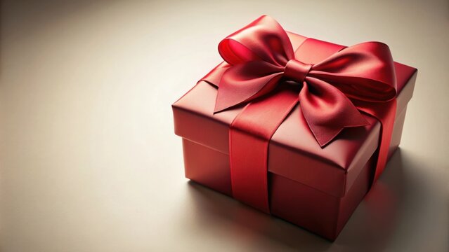A Crimson Gift Box Adorned with a Sumptuous Satin Bow, Ready for a Special Occasion