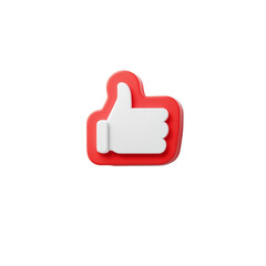 A red three-dimensional thumbs up icon on a black background, representing approval or positive feedback.