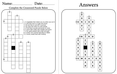 Vocabulary Crossword Puzzle: Printable Learning Activity for Kids