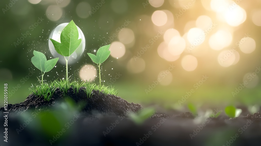 Aufkleber sprouts of green innovation sustainable practices in a corporate workshop on exploring environmental