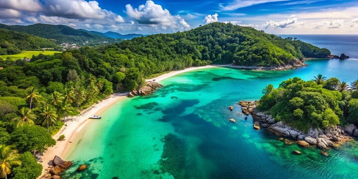Stunning Aerial View of Patok Beach & Siam Bay, Koh Racha Yai Island, Phuket, Thailand
