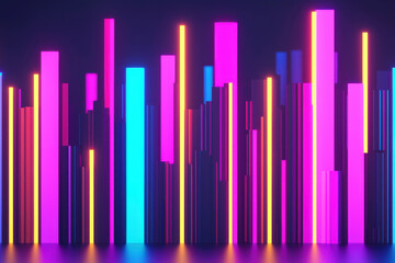Obraz premium Vibrant neon glowing bars in futuristic digital style