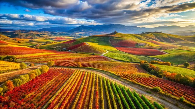 Stunning Aerial View of Rioja Wine Region Vineyards, Spain - La Rioja DO