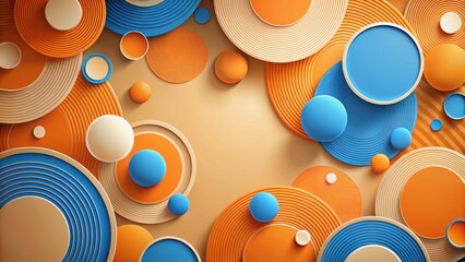 Abstract Background Featuring Layered Circles in Vibrant Hues of Orange and Blue