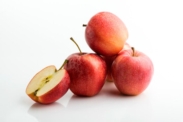 Red apple on white background, clipping path