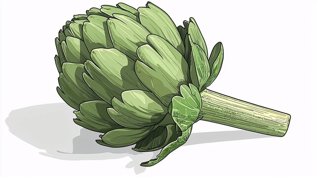 vintage-style illustration of an artichoke with intricate details and a touch of nostalgia.Unique and artistic, suitable for historical or themed projects. Artichoke Superfood 