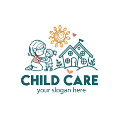 Baby shop child care day care school and kids logo day care create distinctive mother care vector eps logo design