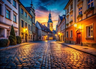Fototapeta premium Reszel Night Photography: Low Light Polish Town Charm