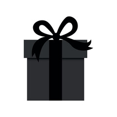 minimalist black gift box with ribbon illustration for celebrations, gifting, and holiday themes