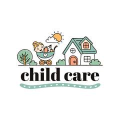 Baby shop child care day care school and kids logo day care create distinctive mother care vector eps logo design