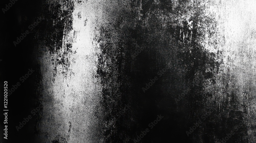 Poster a black and white grainy background with noise texture, featuring a grunge gradient.