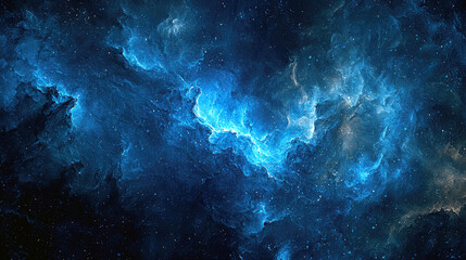 Fototapeta premium Cosmic Nebula: A mesmerizing space art wallpaper featuring a vibrant blue nebula, cosmic dust, and celestial clouds. Perfect for space enthusiasts and astronomy lovers.
