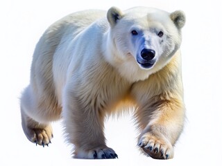 Fototapeta premium Running Polar Bear Isolated on White Background - Royalty Free Stock Photo
