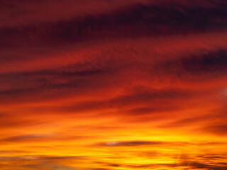 Dusk, Sunset Sky Clouds in the Evening with colorful Orange, Yellow, Pink and red sunlight and Dramatic storm clouds on Twilight sky, Landscape horizon