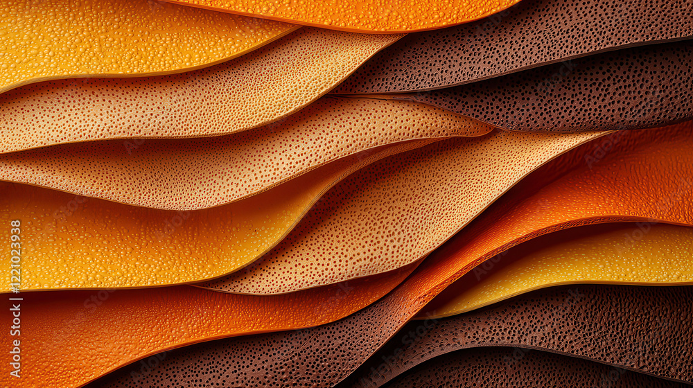 Aufkleber Textured layers of orange, yellow, and brown materials create warm, inviting visual. wavy patterns evoke sense of depth and richness, perfect for design inspiration