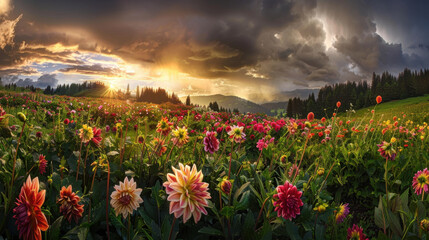 Obraz premium majestic field of flowers