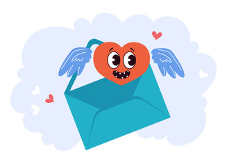 Valentine day love heart mail envelope letter concept. Vector graphic design illustration element
