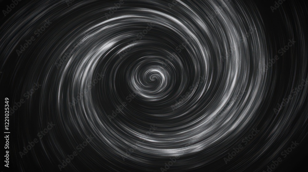 Poster a black, white, and gray grainy, noisy background with an abstract swirl pattern.