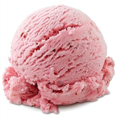 Strawberry ice cream scoop, dessert, sweet, food photography, white background, summer treat