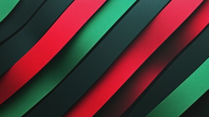 Fototapeta premium A vibrant background with alternating red and green stripes flowing diagonally across the image, creating a dynamic and colorful pattern