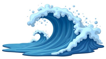 Ocean Waves Cartoon Illustration Blue Water Graphic