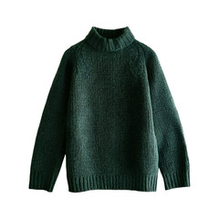 Fototapeta premium Cozy Knit Sweater Dress in Forest Green Isolated on Transparent Background