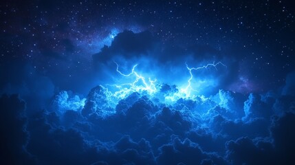 Glowing Pink Clouds Under a Starry Night