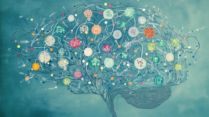 ADHD conceptualized as a universal pattern, inside of a brain.