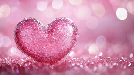 Fototapeta premium Selective focus shot of a pink heart on a soft pink background, creating a romantic atmosphere