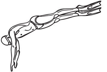 Man Jumping Diving into Swimming Pool Vector