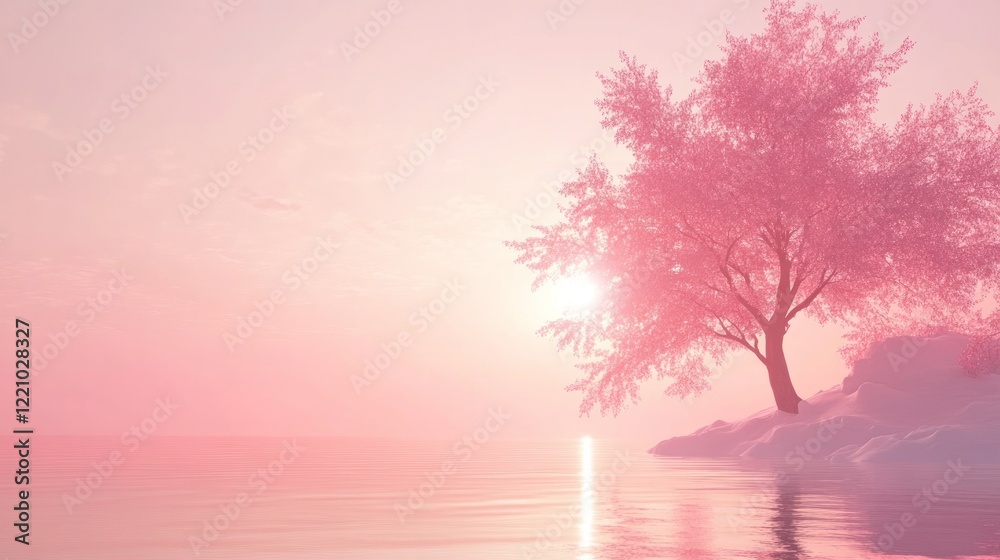 Poster soft gradient transitioning from light pink at the top to a deeper shade of pink at the bottom, crea
